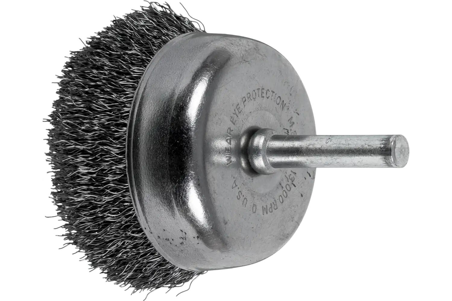 Picture of Pferd Crimped Mounted Cup Brush 2" Dia. .008 Carbon Steel 1/4" Shank